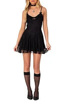 EDIKTED Lyla Lace Minidress Black at Nordstrom,