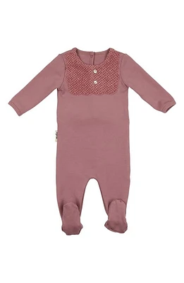 Manière Velour Bib Footie in Mauve at Nordstrom, Size 12M