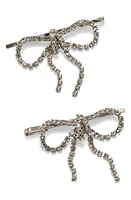 LELET NY Jodie 2-Pack Crystal Bow Bobby Pins in Rhodium at Nordstrom