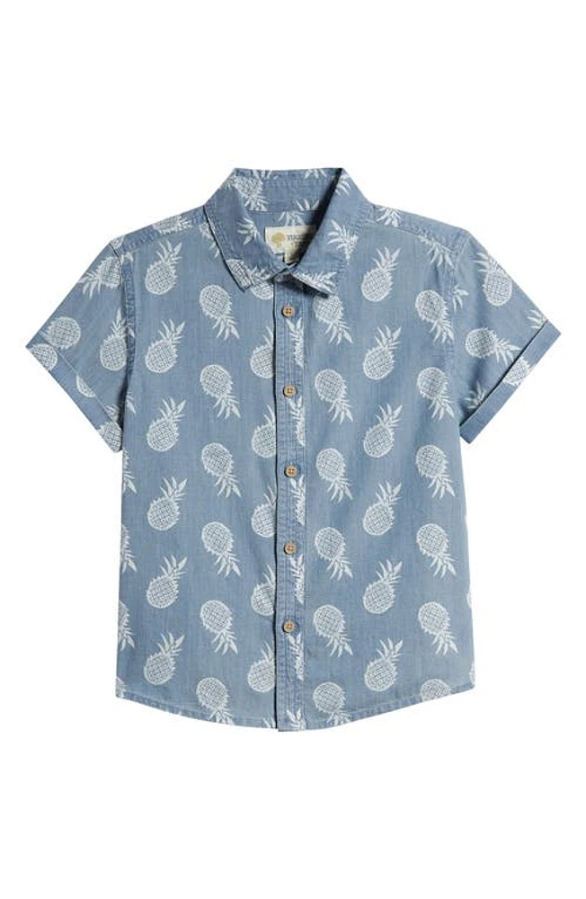 Tucker + Tate Kids' Pineapple Print Camp Shirt Blue Wash Toss at Nordstrom,