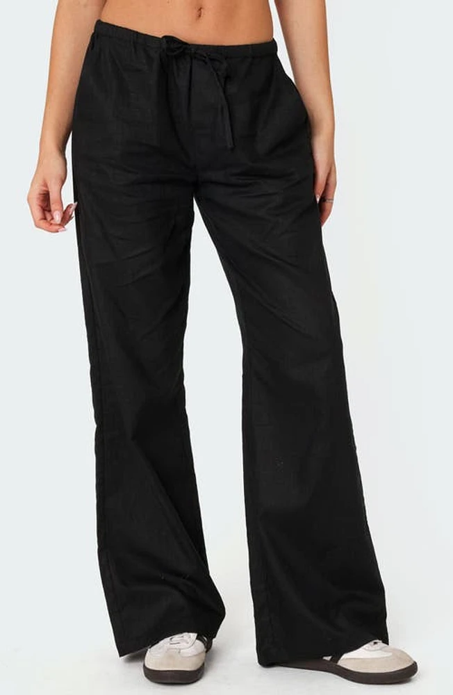 EDIKTED Maison Drawstring Wide Leg Pants Black at Nordstrom,