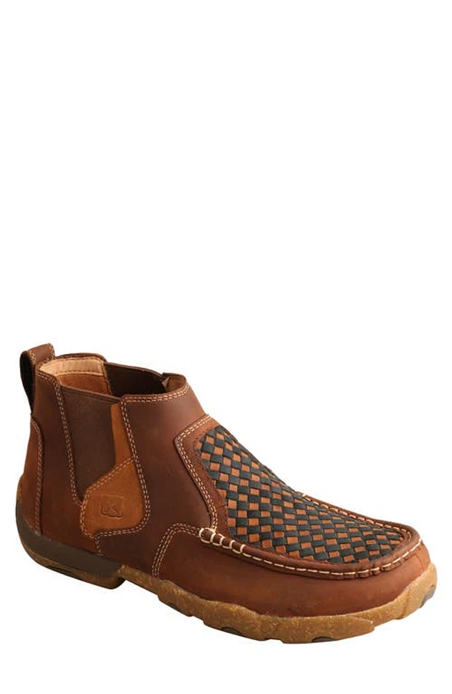 Twisted X Driving Moc Toe Chelsea Boot Woven Multi Oiled Saddle at Nordstrom,