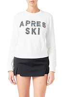 Endless Rose Après Ski Embellished Cotton Sweatshirt White at Nordstrom,