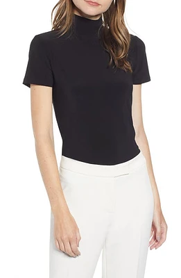 Anne Klein Short Sleeve Mock Neck Top Black at Nordstrom,