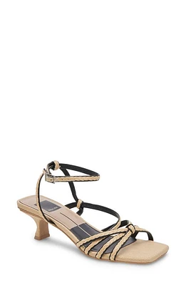 Dolce Vita Bev Braid Kitten Heel Ankle Strap Sandal Black/Natural Jute at Nordstrom,