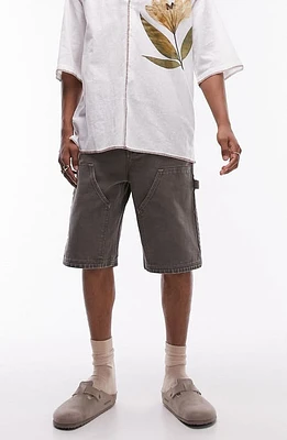 Topman Longline Canvas Carpenter Shorts Brown at Nordstrom,