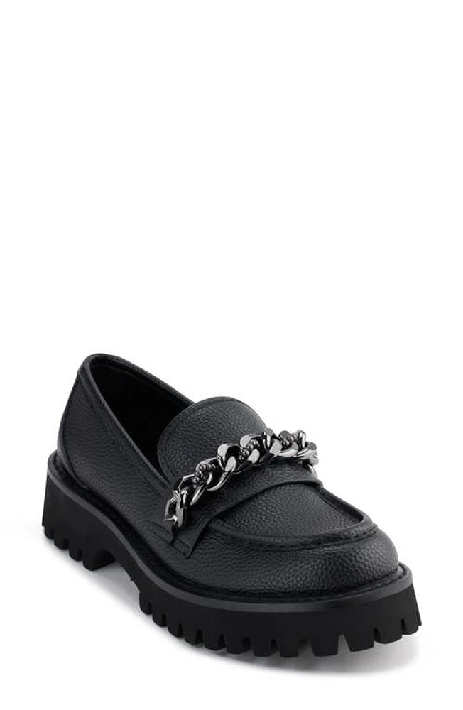 Karl Lagerfeld Paris Gala Lug Chain Loafer in Black Gunmetal Pearl at Nordstrom, Size 10