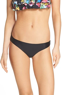 PQ SWIM Ruched Bikini Bottoms in Midnight at Nordstrom, Size Medium