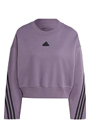 adidas Future Icon Oversize 3-Stripes Crewneck Sweatshirt in Shadow Violet at Nordstrom, Size X-Large