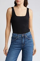 Nation LTD Babs Square Neck Rib Tank Jet Black at Nordstrom,