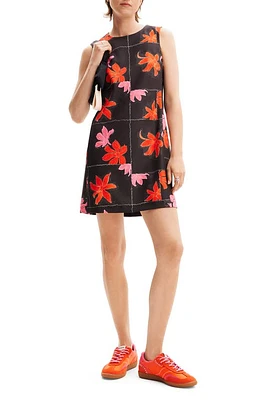 Desigual Floral Mini Pinafore Dress Black at Nordstrom,