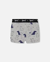 Deux Par Deux Boy's Organic Cotton Boxer Short Grey Mix Printed Dogs at Nordstrom