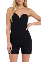 Grey Lab Strapless Bustier Romper in Black at Nordstrom, Size Large