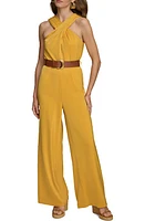 Donna Karan New York Belted Halter Wide Leg Jumpsuit Golden Yellow at Nordstrom,