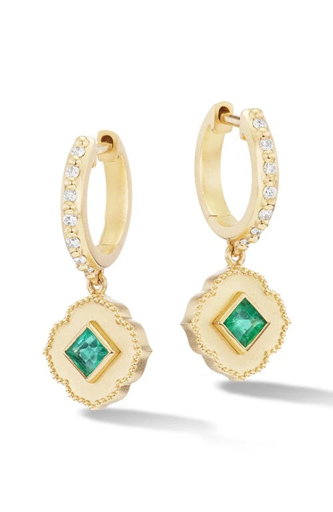 Orly Marcel Lotus Emerald & Diamond Huggie Hoop Earrings in Green at Nordstrom