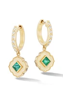 Orly Marcel Lotus Emerald & Diamond Huggie Hoop Earrings in Green at Nordstrom