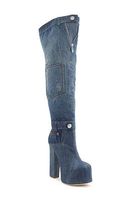 ZIGI Mareah Over the Knee Platform Boot Light Blue Denim at Nordstrom,