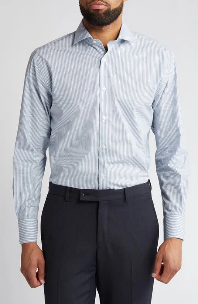 Nordstrom Tech-Smart Traditional Fit Stripe Performance Dress Shirt White - Blue Elias Check at Nordstrom,