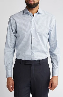 Nordstrom Tech-Smart Traditional Fit Stripe Performance Dress Shirt White - Blue Elias Check at Nordstrom,