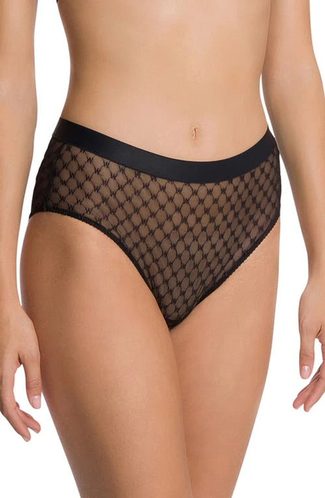 Wolford Sheer Logo Modern Briefs Black at Nordstrom,