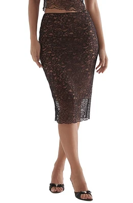 HOUSE OF CB Yolanda Lace Pencil Skirt Black at Nordstrom,