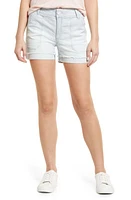 Wit & Wisdom 'Ab'Solution Stripe High Waist Raw Hem Denim Shorts Sky Blue at Nordstrom,