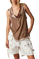 Free People Love Language Stripe Frayed Tank Oatmeal Combo at Nordstrom,