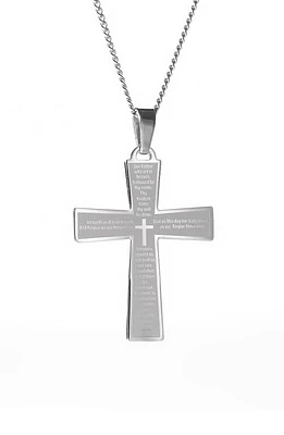 Brook and York Men's Lord's Prayer Cross Pendant Necklace in Silver at Nordstrom