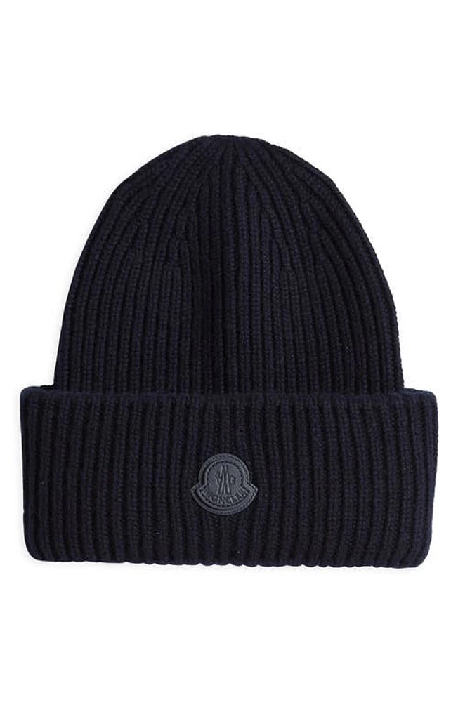 Moncler Logo Cashmere Beanie in Navy at Nordstrom