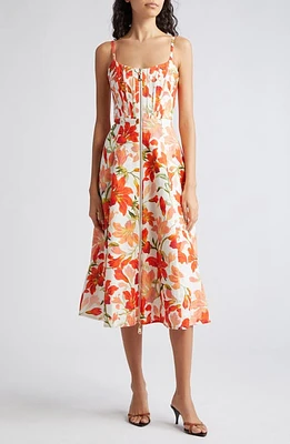 Zimmermann Tranquillity Zip Linen Midi Sundress Red Lily at Nordstrom,