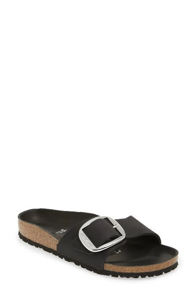 Birkenstock Madrid Big Buckle Slide Sandal Black Leather at Nordstrom,