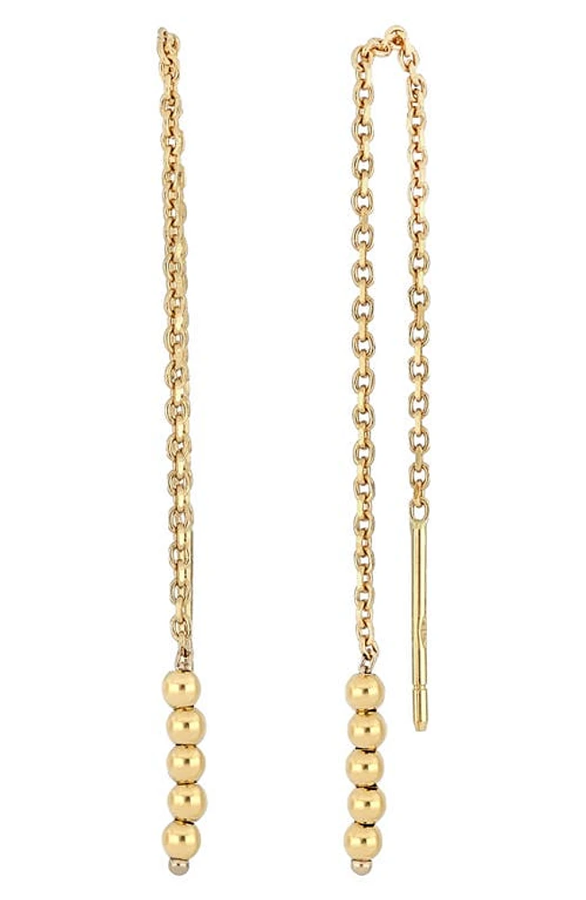 Bony Levy 14K Gold Beaded Threader Earrings in 14K Yellow Gold at Nordstrom