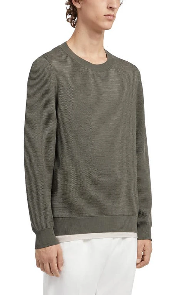 ZEGNA High Performance Wool Crewneck Sweater Green Fan at Nordstrom, Us