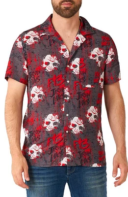 OppoSuits Friday the 13th Short Sleeve Button-Up Shirt Black at Nordstrom,