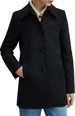 MANGO Shirt Collar Coat Dark Navy at Nordstrom,