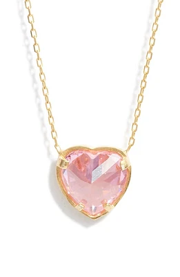 SHYMI Heart Bezel Pendant Necklace in Gold/Light Pink at Nordstrom