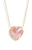 SHYMI Heart Bezel Pendant Necklace in Gold/Light Pink at Nordstrom