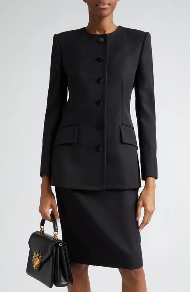 Dolce & Gabbana Collarless Crepe Jacket Nero at Nordstrom, Us