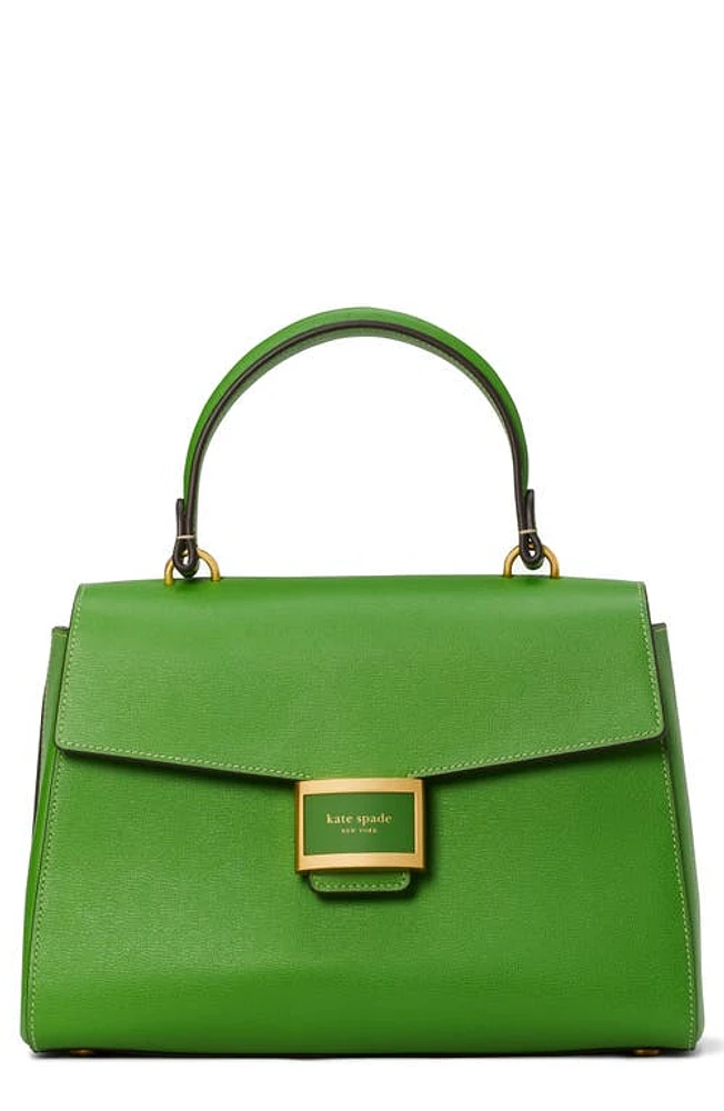 Kate Spade New York medium katy textured leather top handle bag in Ks Green at Nordstrom