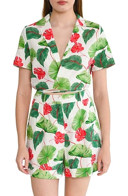 WAYF On The Road Wrap Front Top Palm Print at Nordstrom,