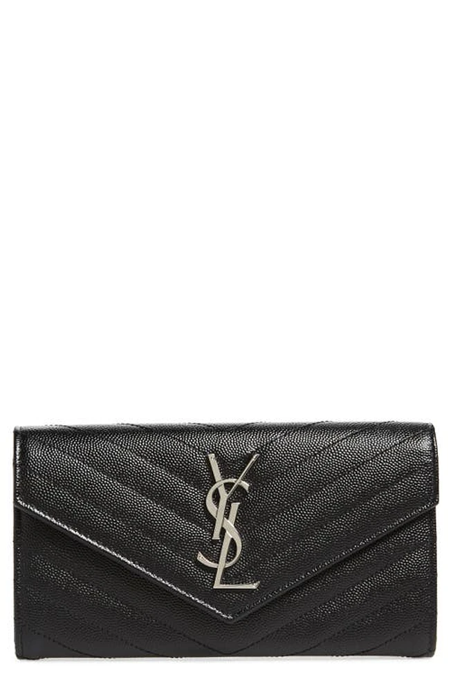 Saint Laurent Matelassé Leather Envelope Wallet in Noir at Nordstrom