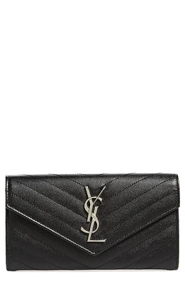 Saint Laurent Matelassé Leather Envelope Wallet in Noir at Nordstrom