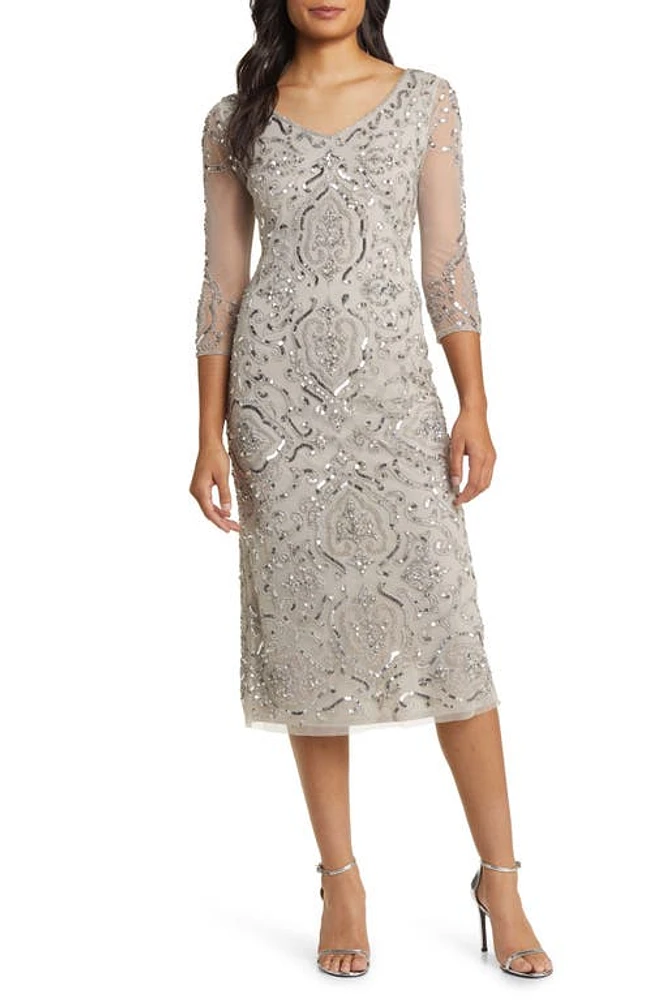 Pisarro Nights Sequin & Beaded Cocktail Sheath Dress Silver at Nordstrom,