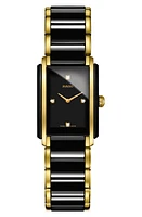 RADO Integral Diamonds Bracelet Watch, 22mm x 33mm in Gold/Black at Nordstrom