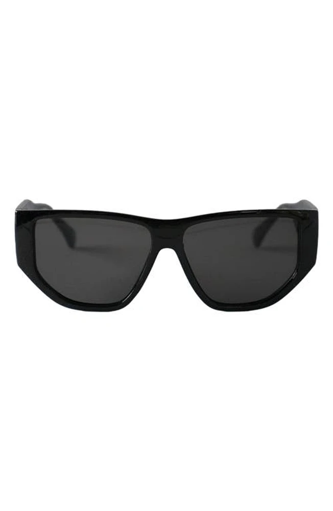 Fifth & Ninth Ash 56mm Polarized Geometric Sunglasses in Black/Black at Nordstrom