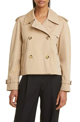 burberry Haltye Cotton Gabardine Crop Trench Jacket Honey at Nordstrom,