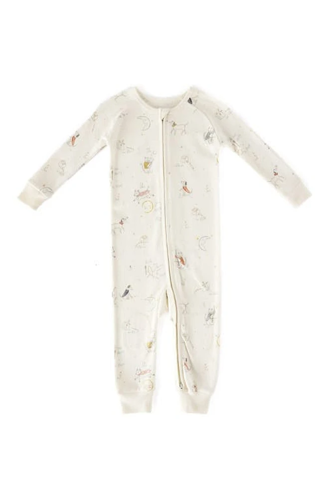 Pehr Fitted Organic Cotton One-Piece Pajamas in Over The Moon at Nordstrom, Size 6-12 M