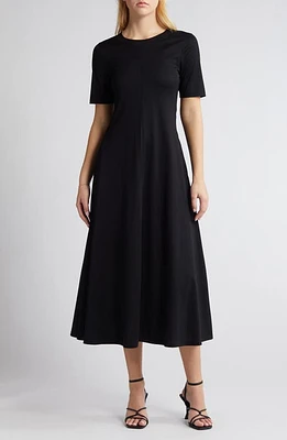 RUE SOPHIE Hailey Cotton Blend T-Shirt Dress Black at Nordstrom,