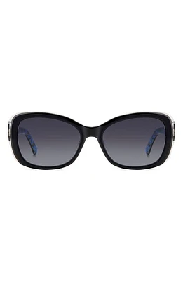 Kate Spade New York elowen 55mm gradient round sunglasses in Black/Grey Shaded at Nordstrom