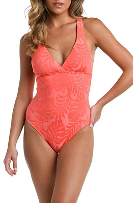 La Blanca Island Palm One-Piece Swimsuit Coral at Nordstrom,